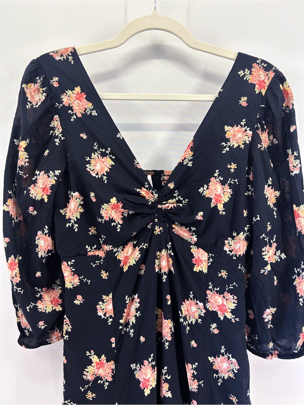 Free People Sea Glass Midi Dress Black Floral Sweetheart Coquette Stevie Nicks 6 - Picture 3 of 9